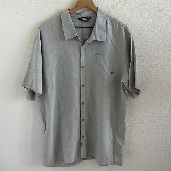 Oneill Paxton Window Pane Neutral Collar Button Front Shirt XL - Picture 1 of 7